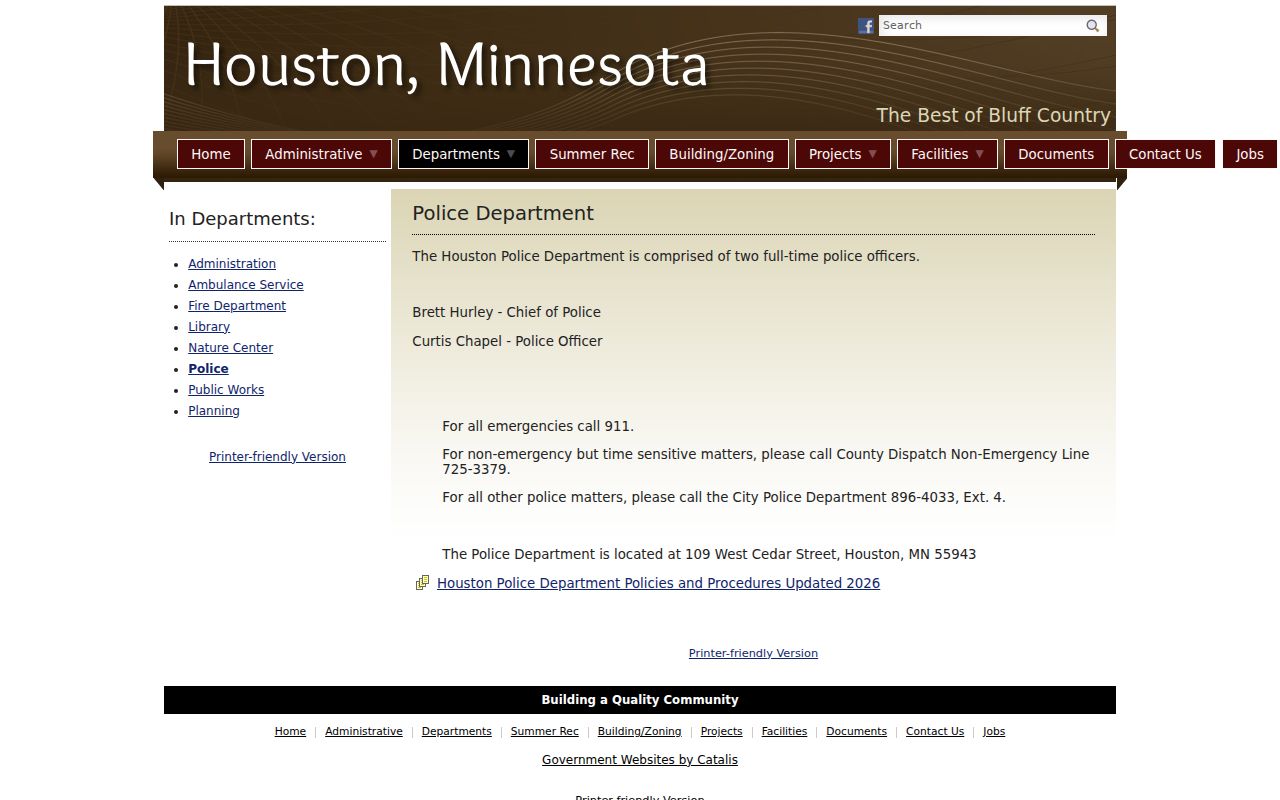 Houston warrant search: city police department page with local contact details