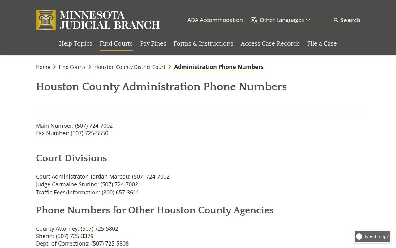 Houston County warrant records: official court and sheriff contact list